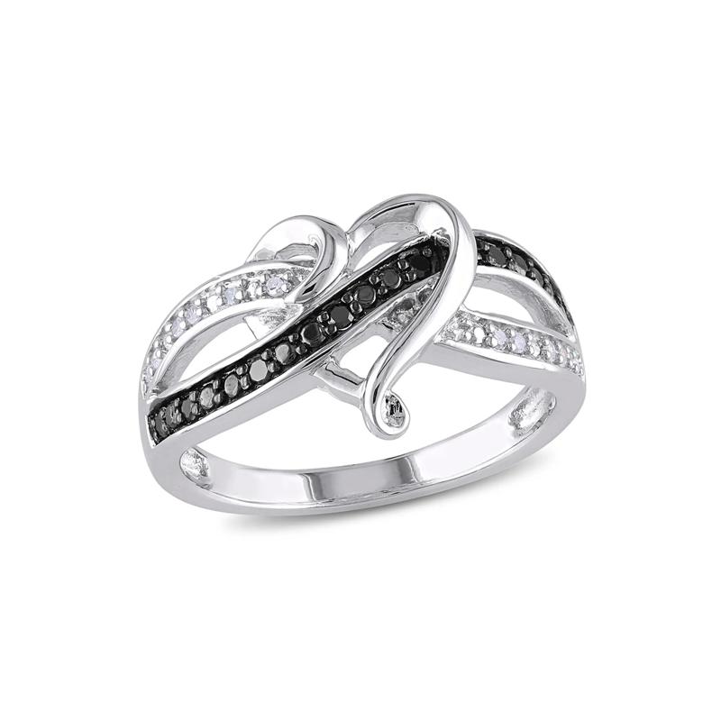 1/8 ct. tw. Black &amp; White Diamond Heart Ring in Sterling Silver – Image 2 of 4