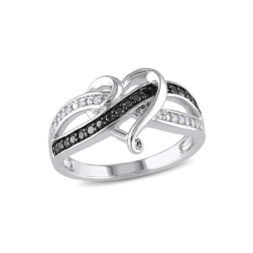 1/8 ct. tw. Black &amp; White Diamond Heart Ring in Sterling Silver – Image 2 of 4