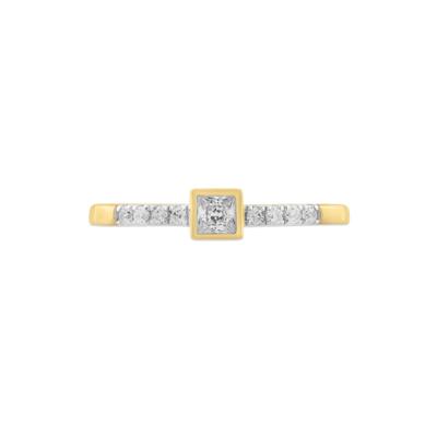 Diamond Princess-Cut Center Promise Ring in 10K Yellow Gold (1/4 ct. tw.)