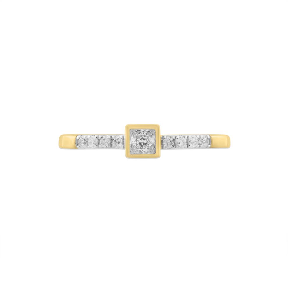 Diamond Princess-Cut Center Promise Ring in 10K Yellow Gold (1/4 ct. tw.) – Image 1 of 4