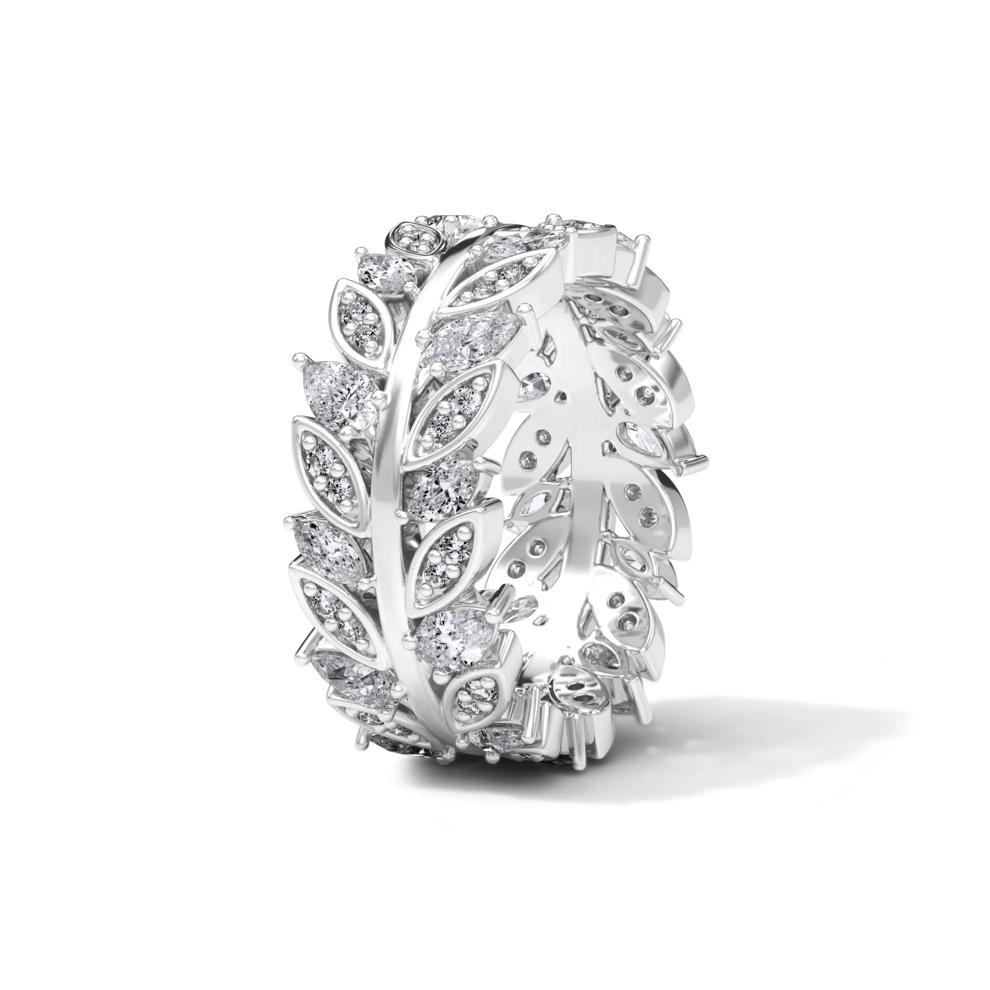 Diamond Multi-Shape Floral Eternity Band in 14K White Gold (1 1/2 ct. tw.) – Image 3 of 4