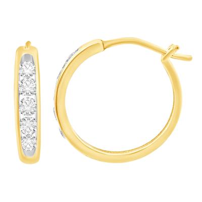 Diamond Channel-Set Hoop Earrings in 10K Gold