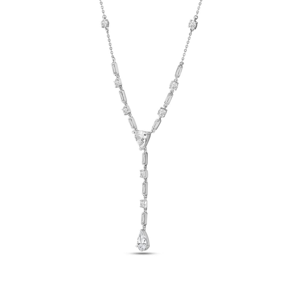 Lab Grown Diamond Mixed Cut Lariat Necklace in 14K White Gold (3 ct. tw.) – Image 2 of 3