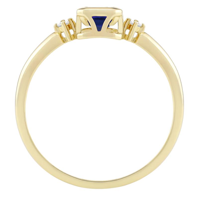 Emerald-Cut Lab-Created Blue Sapphire and Diamond Accent Ring in 10K Yellow Gold – Image 2 of 3