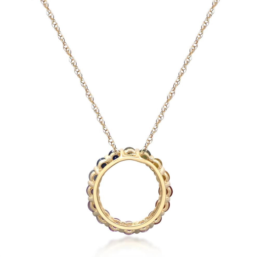 Rainbow Sapphire Pendant Necklace in 10K Yellow Gold – Image 4 of 4