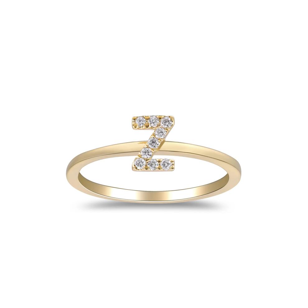 Diamond Accent "Z" Initial Ring in 10K Yellow Gold – Image 1 of 5