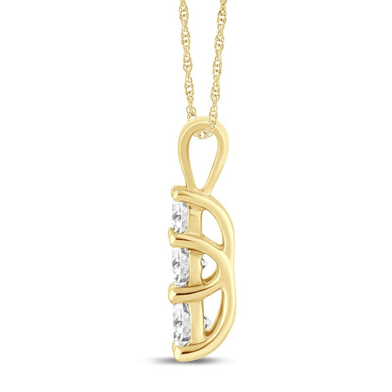 Lab Grown Diamond Three-Stone Pendant in 10K yellow Gold (1/2 ct. tw.) – Image 2 of 2