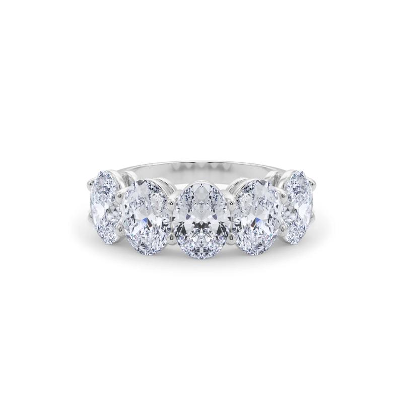 Lab Grown Diamond Oval Five-Stone Band in 14K White Gold &#40;5 ct. tw.&#41; – Image 1 of 5