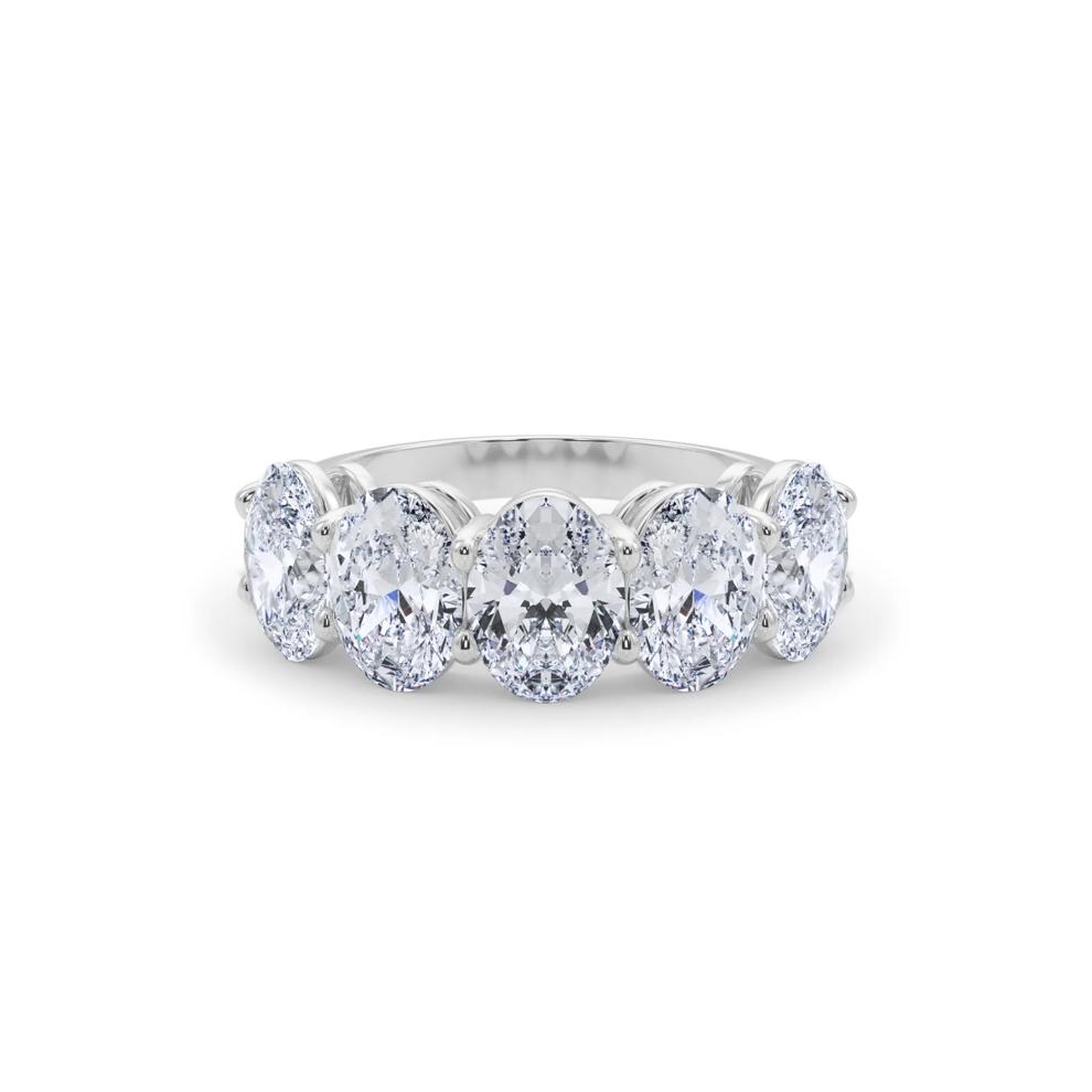 Lab Grown Diamond Oval Five-Stone Band in 14K White Gold (5 ct. tw.) – Image 1 of 5