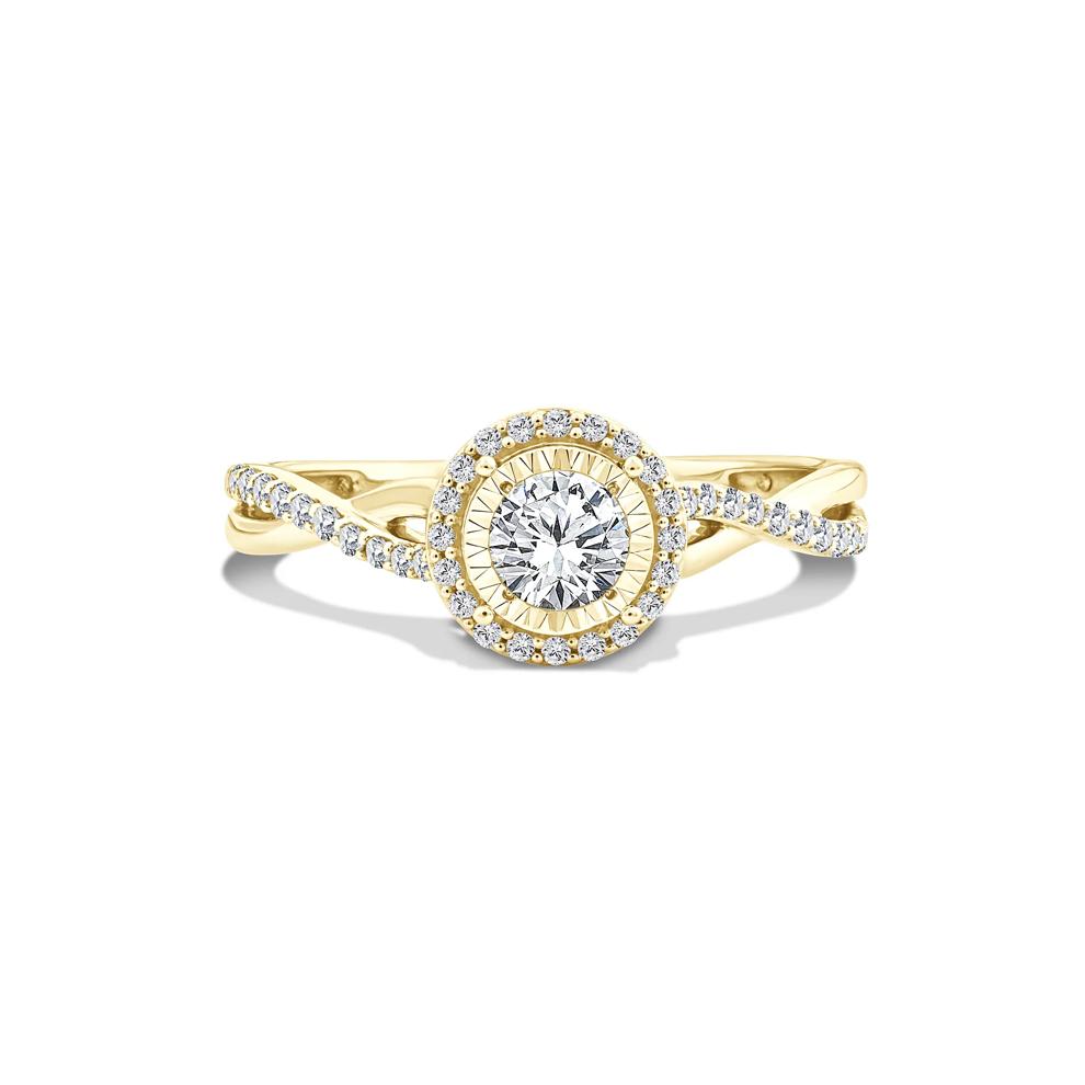 Lab Grown Diamond Round Illusion Promise Ring in 10K Yellow Gold (1/2 ct. tw.) – Image 1 of 4