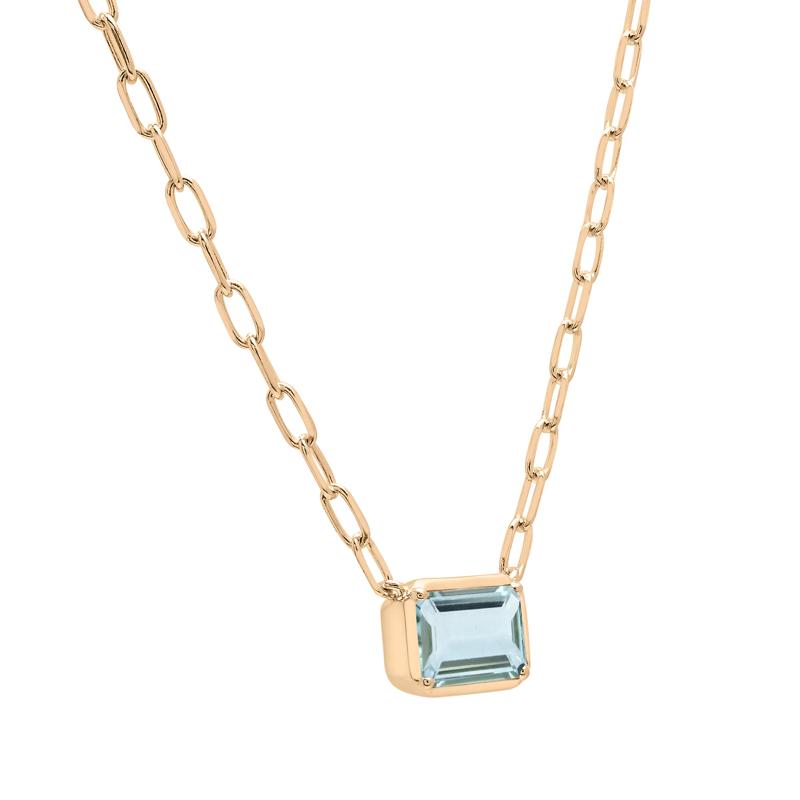 Aquamarine Emerald-Cut Necklace in Vermeil – Image 2 of 5
