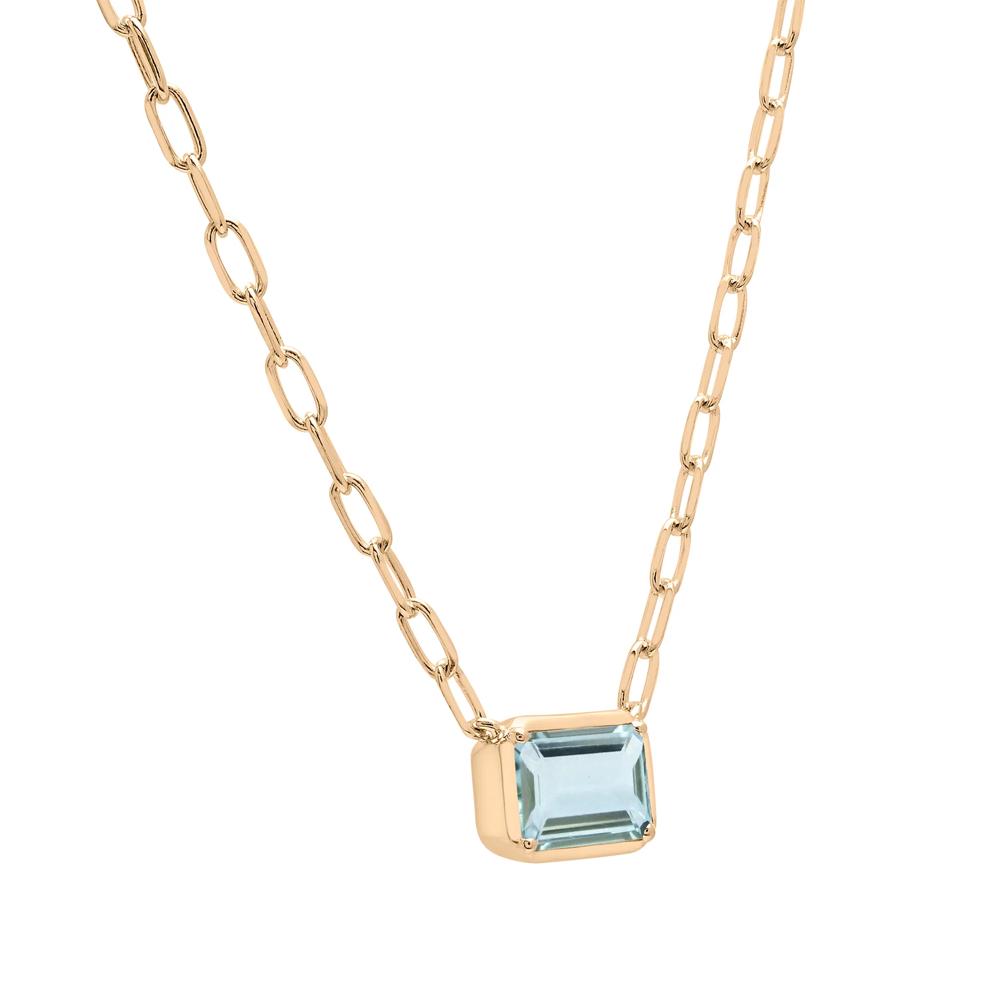 Aquamarine Emerald-Cut Necklace in Vermeil – Image 2 of 5