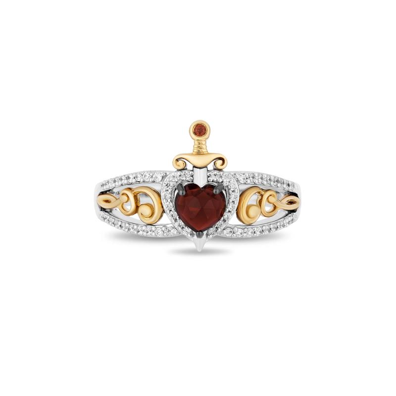 Evil Queen Garnet &amp; Diamond Ring in Sterling Silver &amp; 10K Yellow Gold &#40;1/5 ct. tw.&#41; – Image 1 of 4