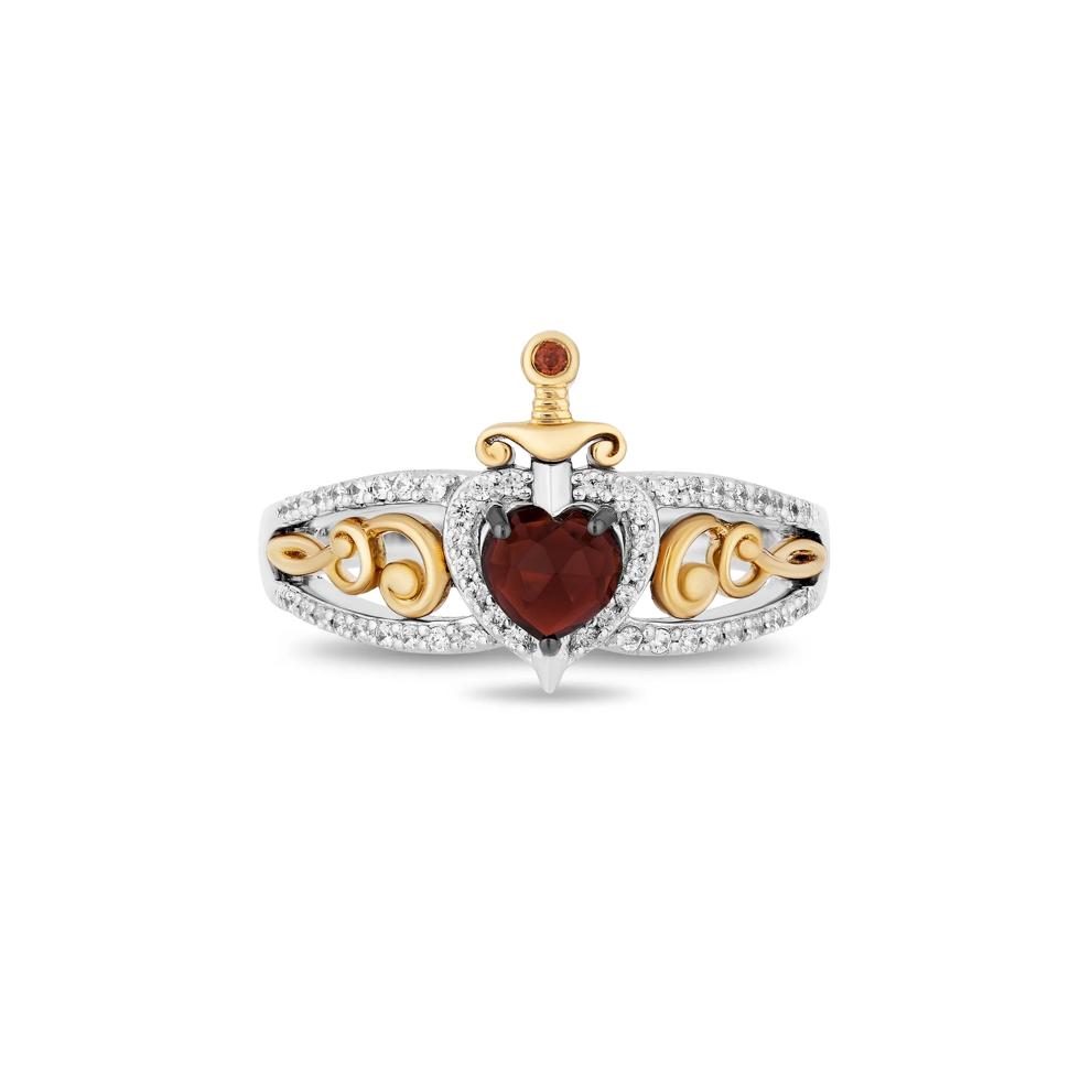 Evil Queen Garnet &amp; Diamond Ring in Sterling Silver &amp; 10K Yellow Gold (1/5 ct. tw.) – Image 1 of 4