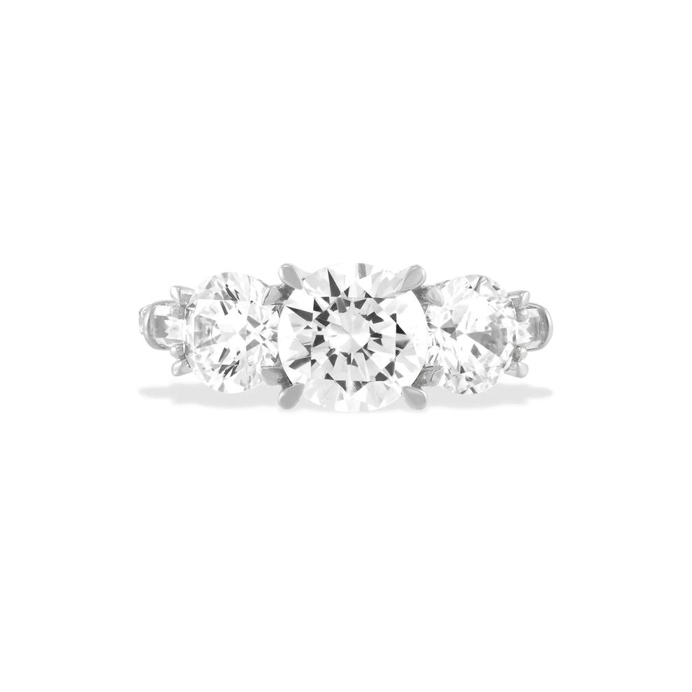 Lab Grown Diamond Round Center Three-Stone Engagement Ring in 14K White Gold (4 1/2 ct. tw.) – Image 1 of 4