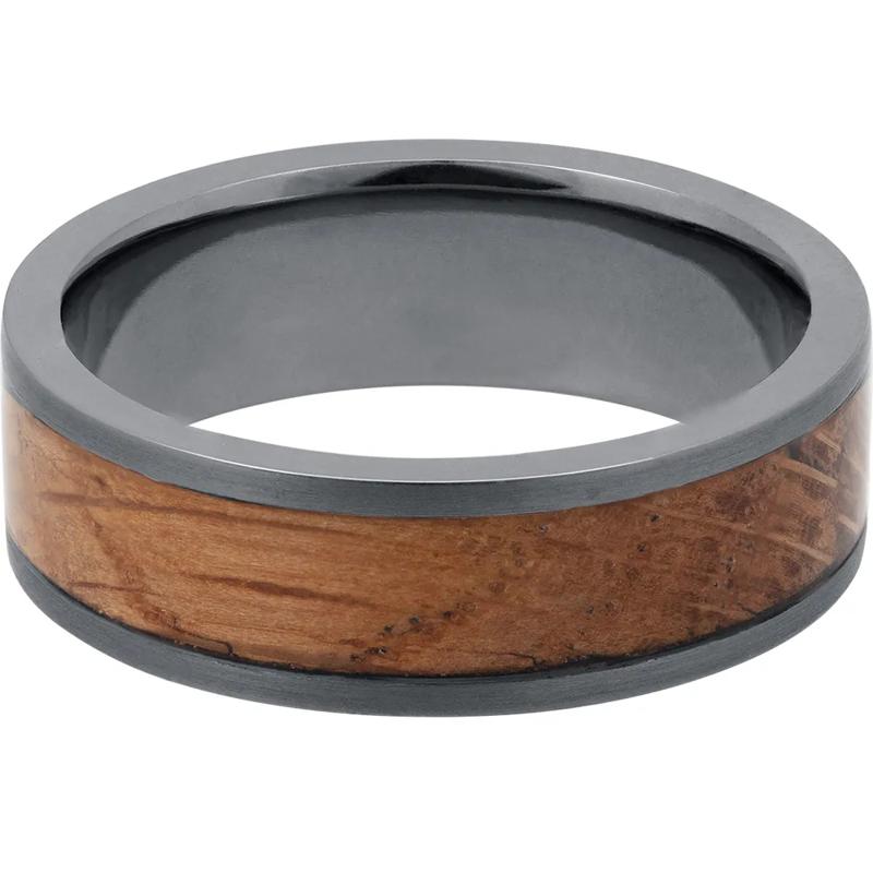 Men&rsquo;s Wood Inlay Wedding Band in Tantalum, 7mm – Image 1 of 4