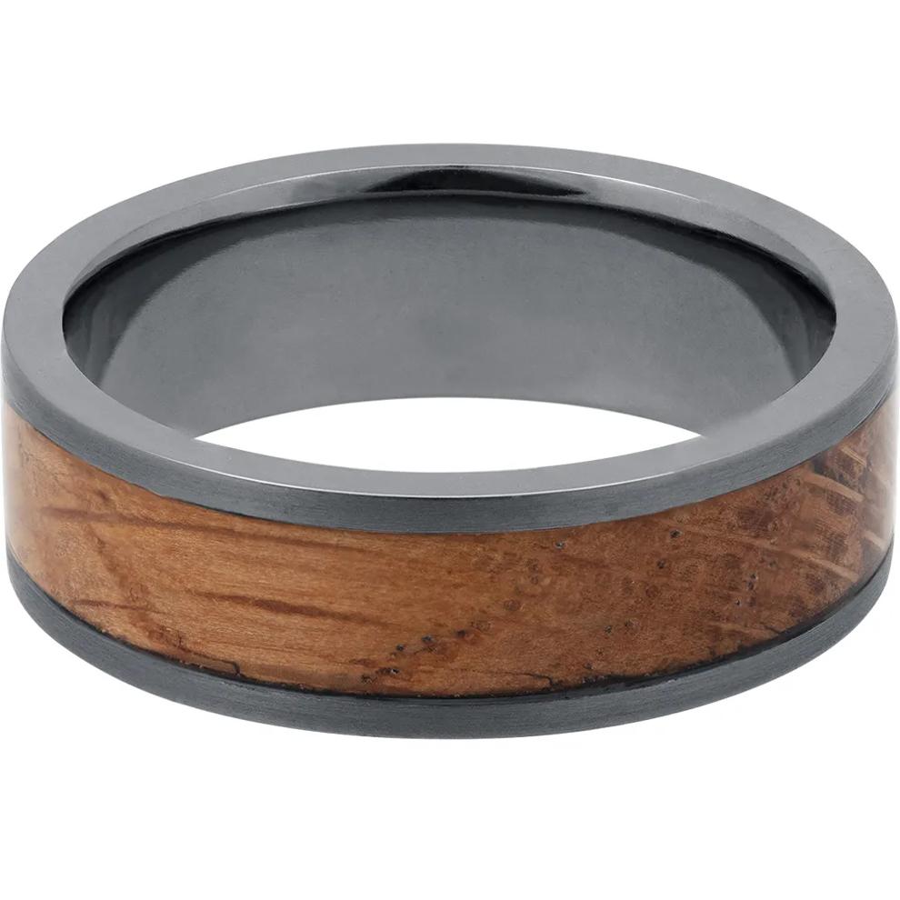 Men&rsquo;s Wood Inlay Wedding Band in Tantalum, 7mm – Image 1 of 4