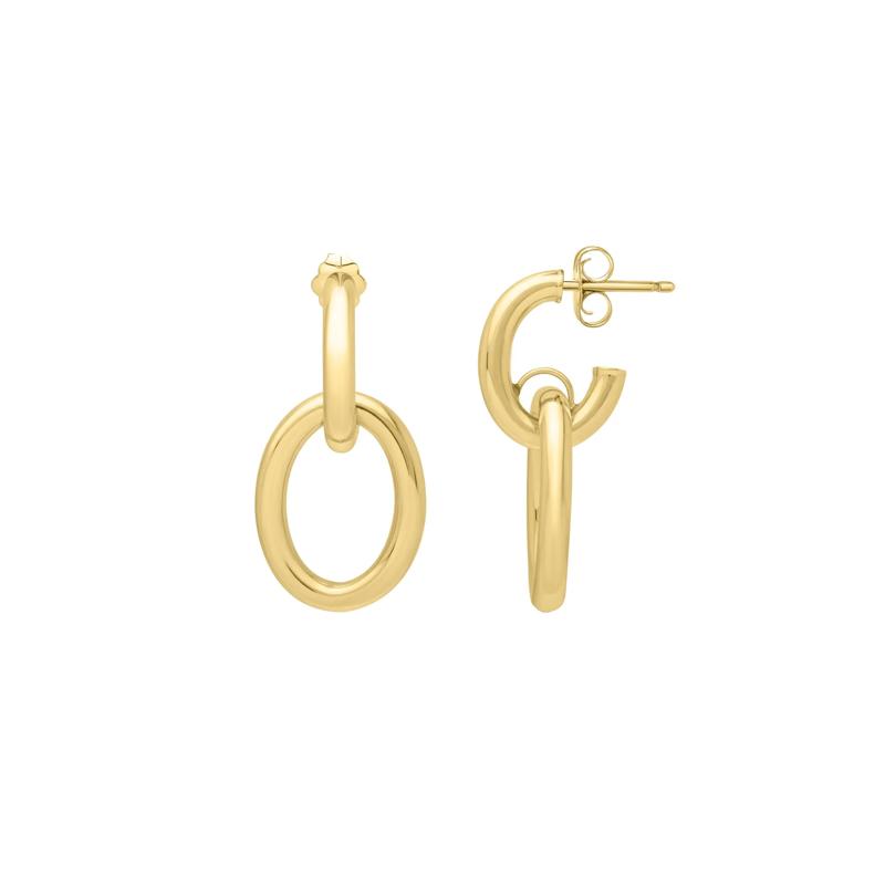 Polished Tube-Link Drop Earrings in 14K Yellow Gold – Image 2 of 2