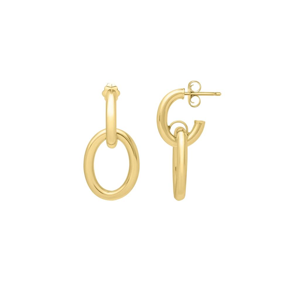 Polished Tube-Link Drop Earrings in 14K Yellow Gold – Image 2 of 2
