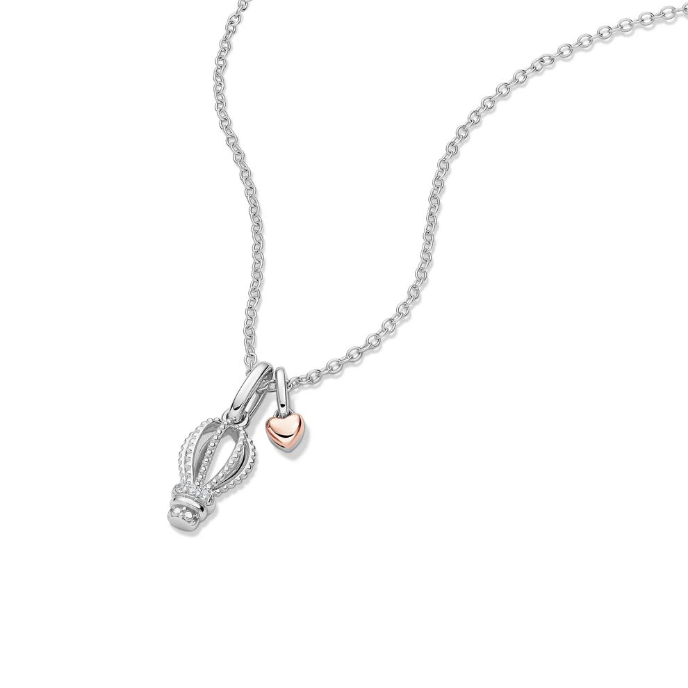 Lab Grown Diamond Accent Hot Air Balloon Pendant in Sterling Silver &amp; 10K Rose Gold – Image 4 of 5