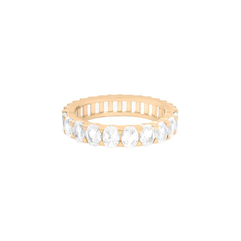 Lab-Created White Sapphire Oval and Baguette Half &amp; Half Eternity Band in Vermeil – Image 2 of 9