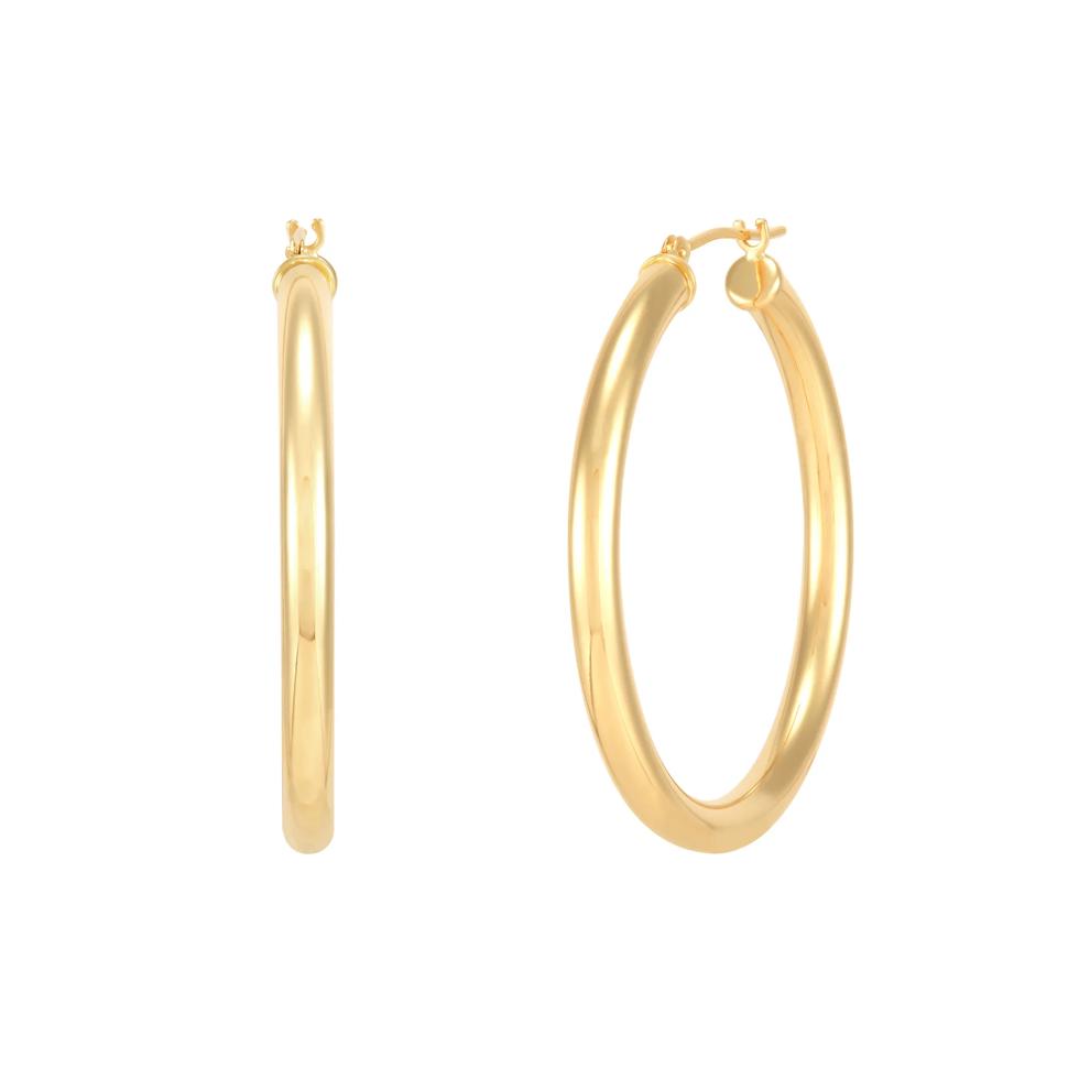 Polished Hoop Earrings in 14K Yellow Gold, 35MM – Image 1 of 2