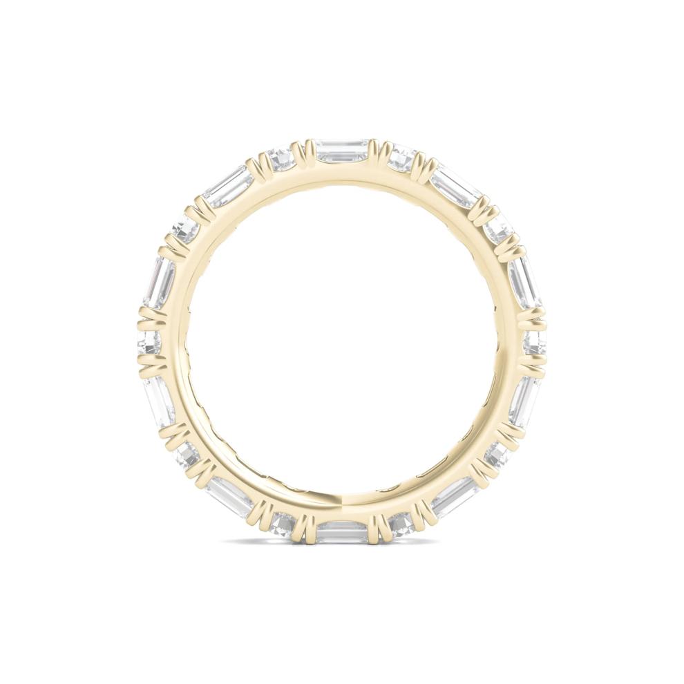 Round and Emerald-Cut Lab Grown Diamond Eternity Band in 14k Yellow Gold (3 ct. tw.) – Image 2 of 3