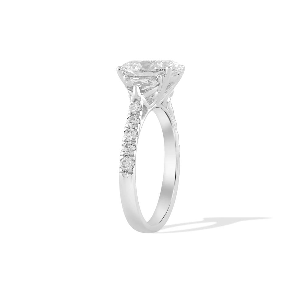 Lab Grown Diamond Oval Center Three-Stone Engagement Ring in 14K White Gold (3 ct. tw.) – Image 3 of 4