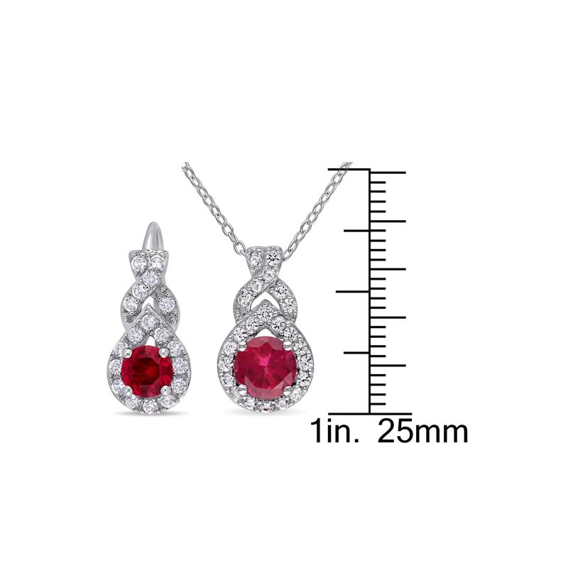 Lab Created Ruby &amp; Lab Created White Sapphire Earring and Pendant Box Set in Sterling Silver – Image 2 of 3