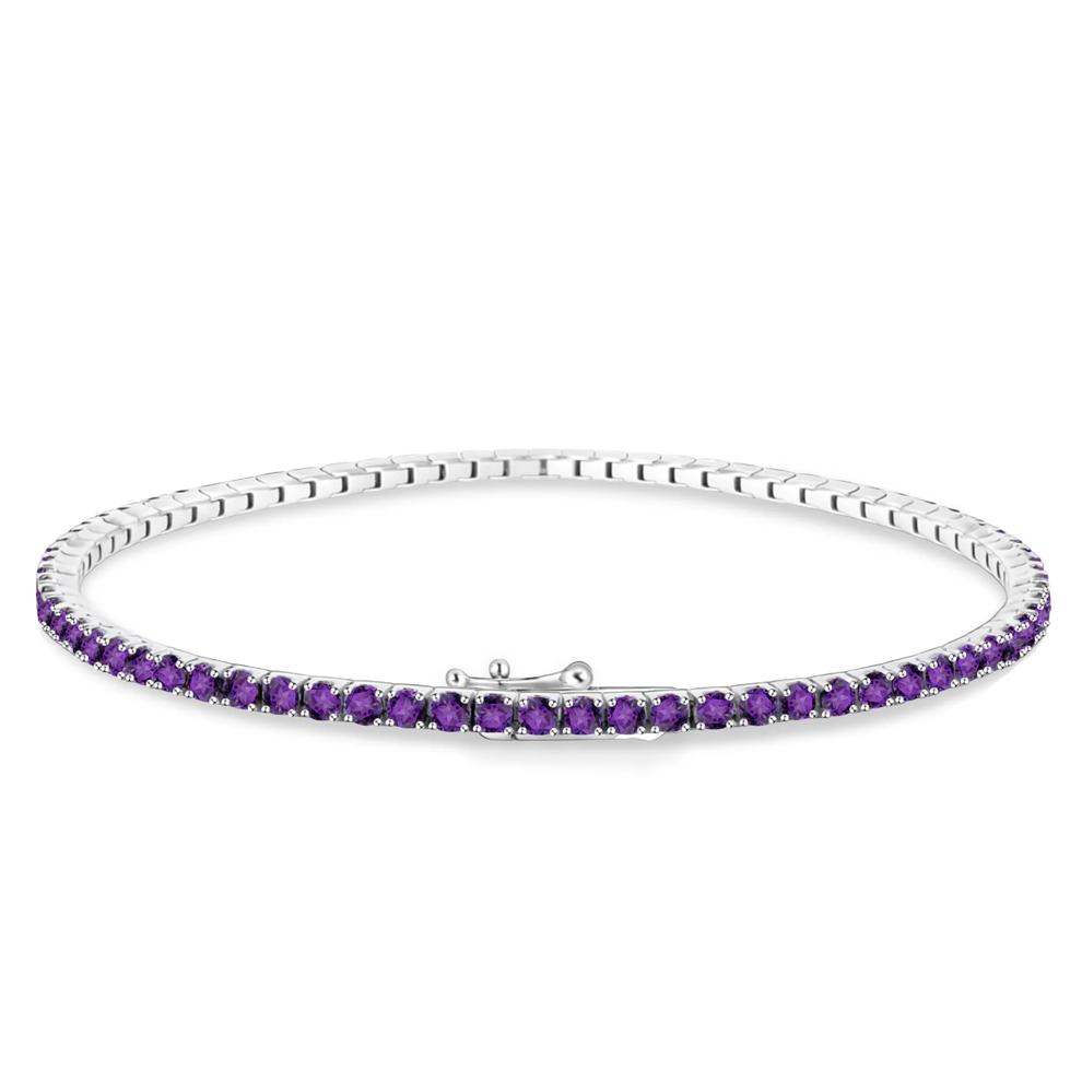 Amethyst Stack Bracelet in Sterling Silver, 7" – Image 2 of 2