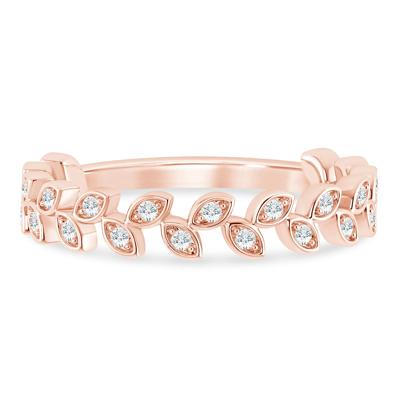 Lab Grown Diamond Floral Stack Anniversary Band in 10K Rose Gold (1/7 ct. tw.)