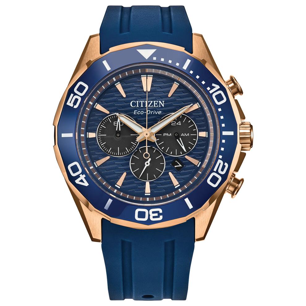 Men's Endeavor Chrono Watch With a Blue Polyurethane Strap – Image 1 of 3