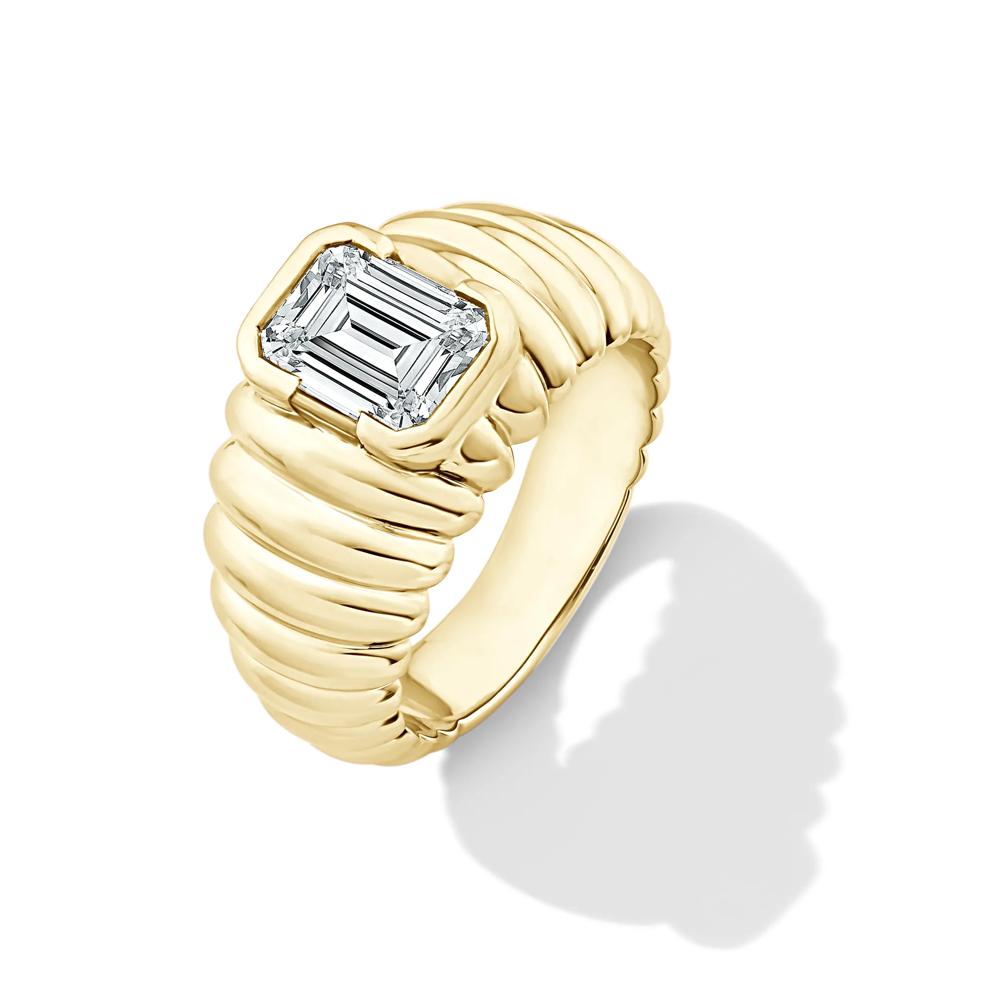 Lab Grown Diamond Emerald-Cut Solitaire Engagement Ring in 14K Yellow Gold (2 ct. ) – Image 4 of 4