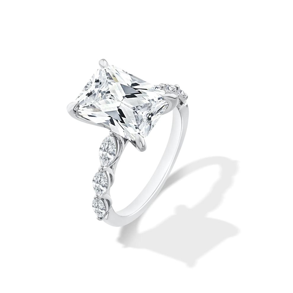 Lab Grown Diamond Radiant Center Engagement Ring in 14K White Gold (5 1/2 ct. tw.) – Image 4 of 4