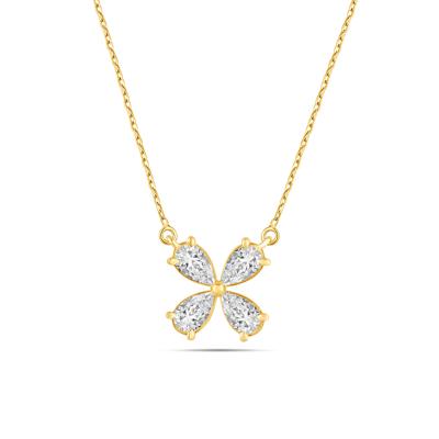 Lab Grown Diamond Pear-Shaped Flower Pendant Necklace in 14K Yellow Gold (1 ct. tw.)