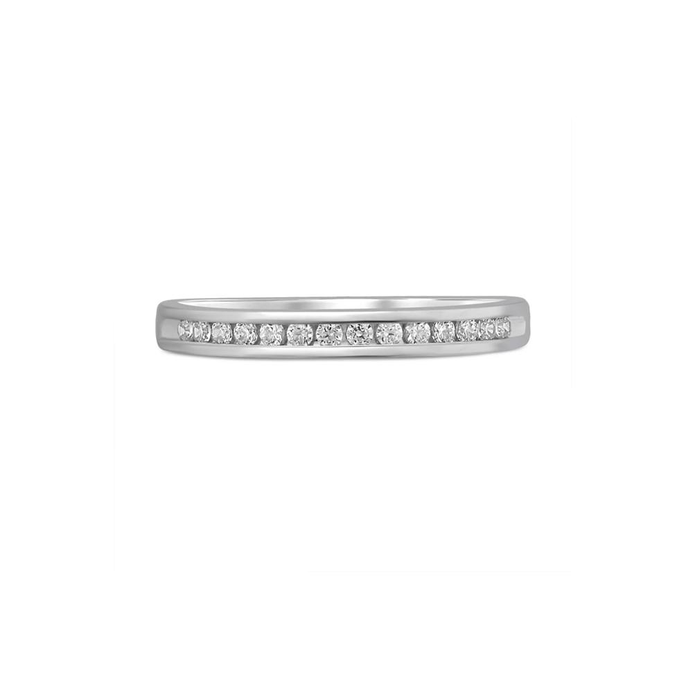 Channel-Set Diamond Wedding Band in 10K White Gold (1/7 ct. tw.) – Image 1 of 3