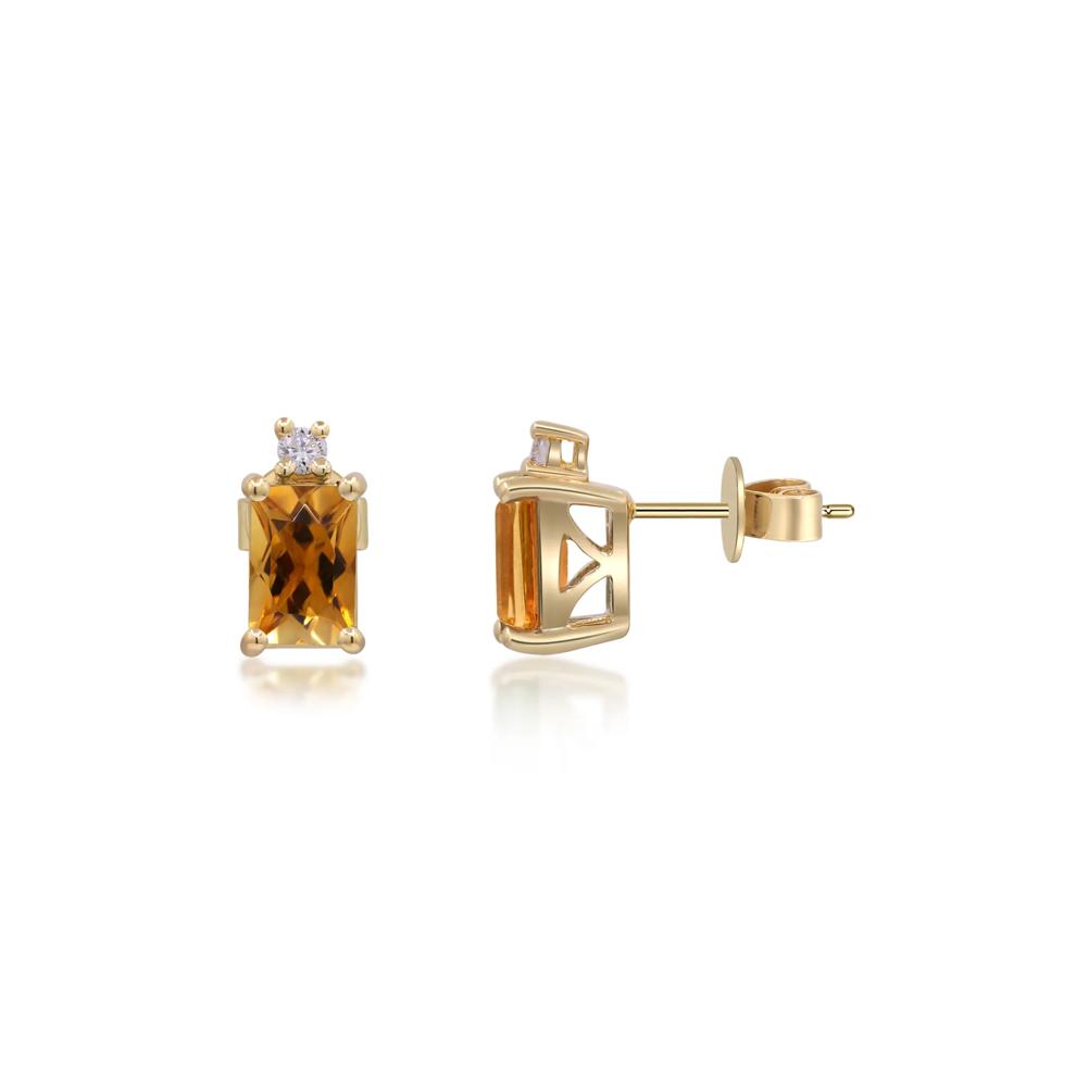Citrine and Diamond Accent Earrings in 10K Yellow Gold – Image 3 of 3