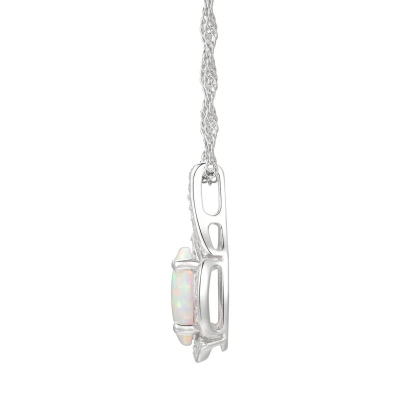 Oval Opal &amp; Lab Created White Sapphire Earring, Pendant &amp; Ring Set in Sterling Silver – Image 5 of 9