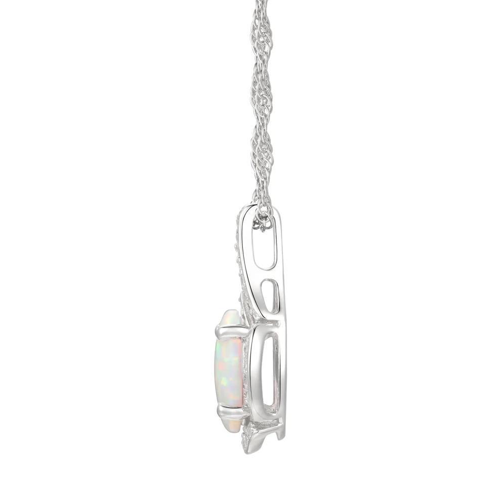 Oval Opal &amp; Lab Created White Sapphire Earring, Pendant &amp; Ring Set in Sterling Silver – Image 5 of 9