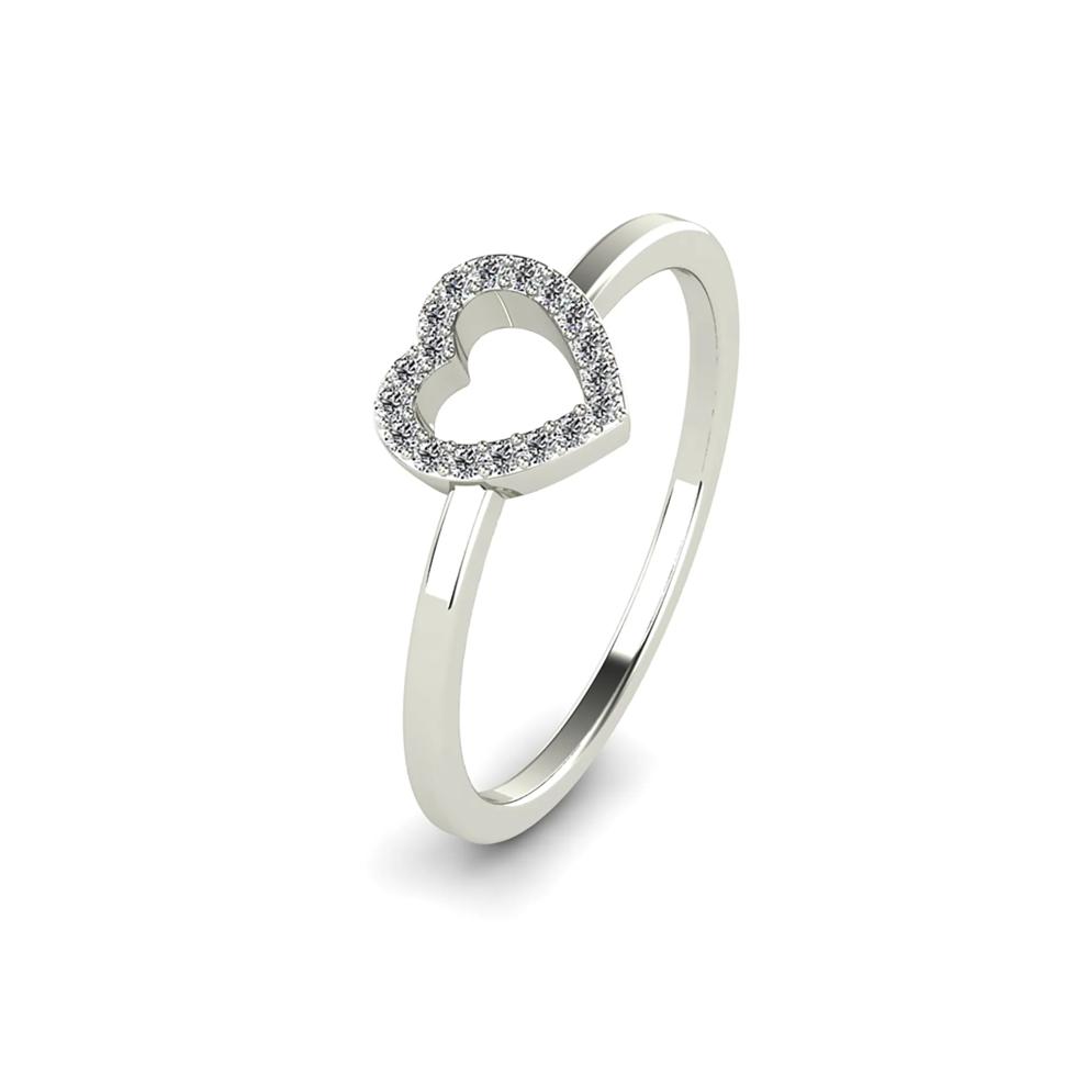 Diamond Accent Open Heart Ring in 10K White Gold – Image 4 of 4