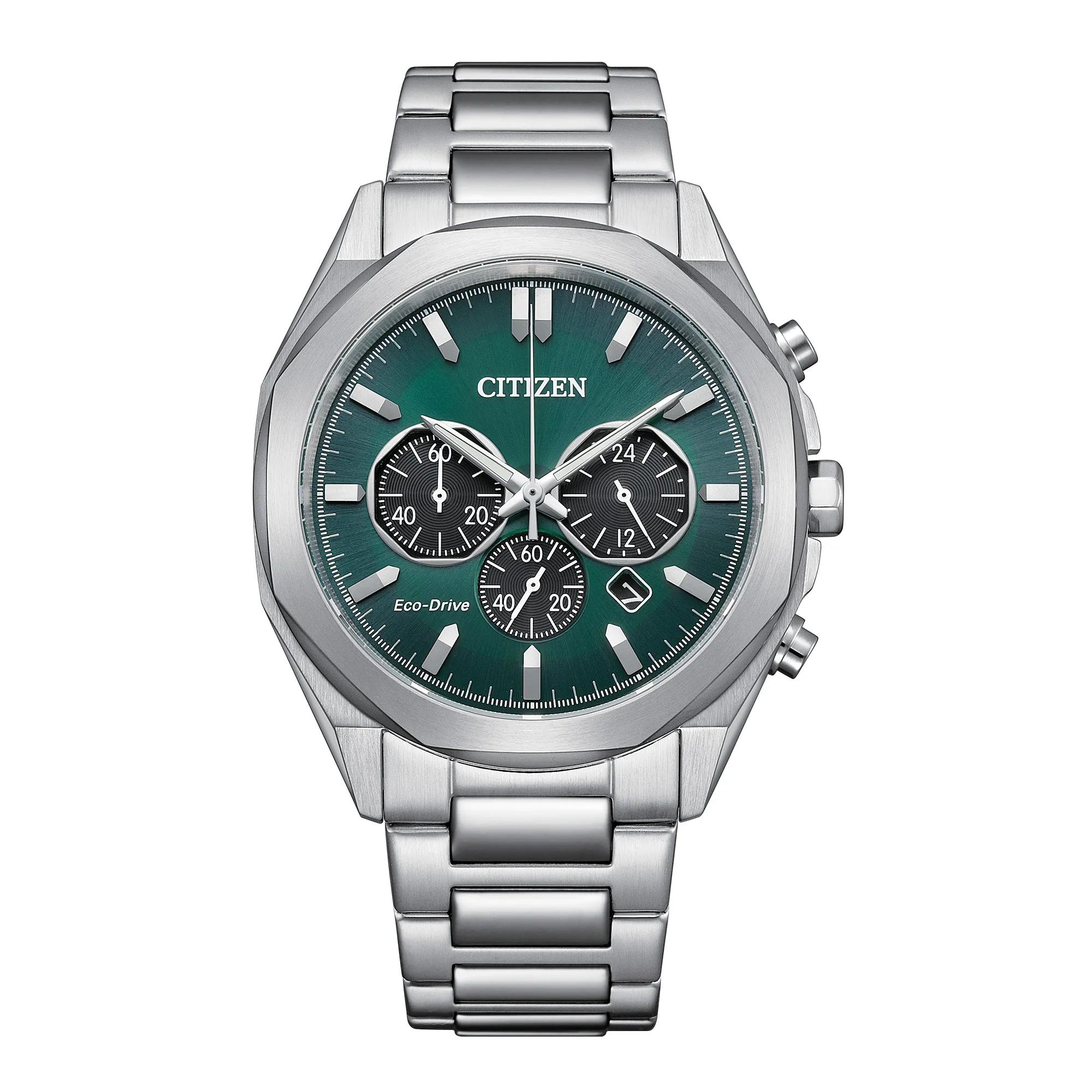 Citizen® Eco™ Gents Watch With Green Dial and Stainless Steel Bracelet