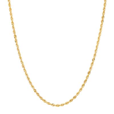 Heavy Hollow Glitter Rope Chain Necklace in 10K White Gold, 18"