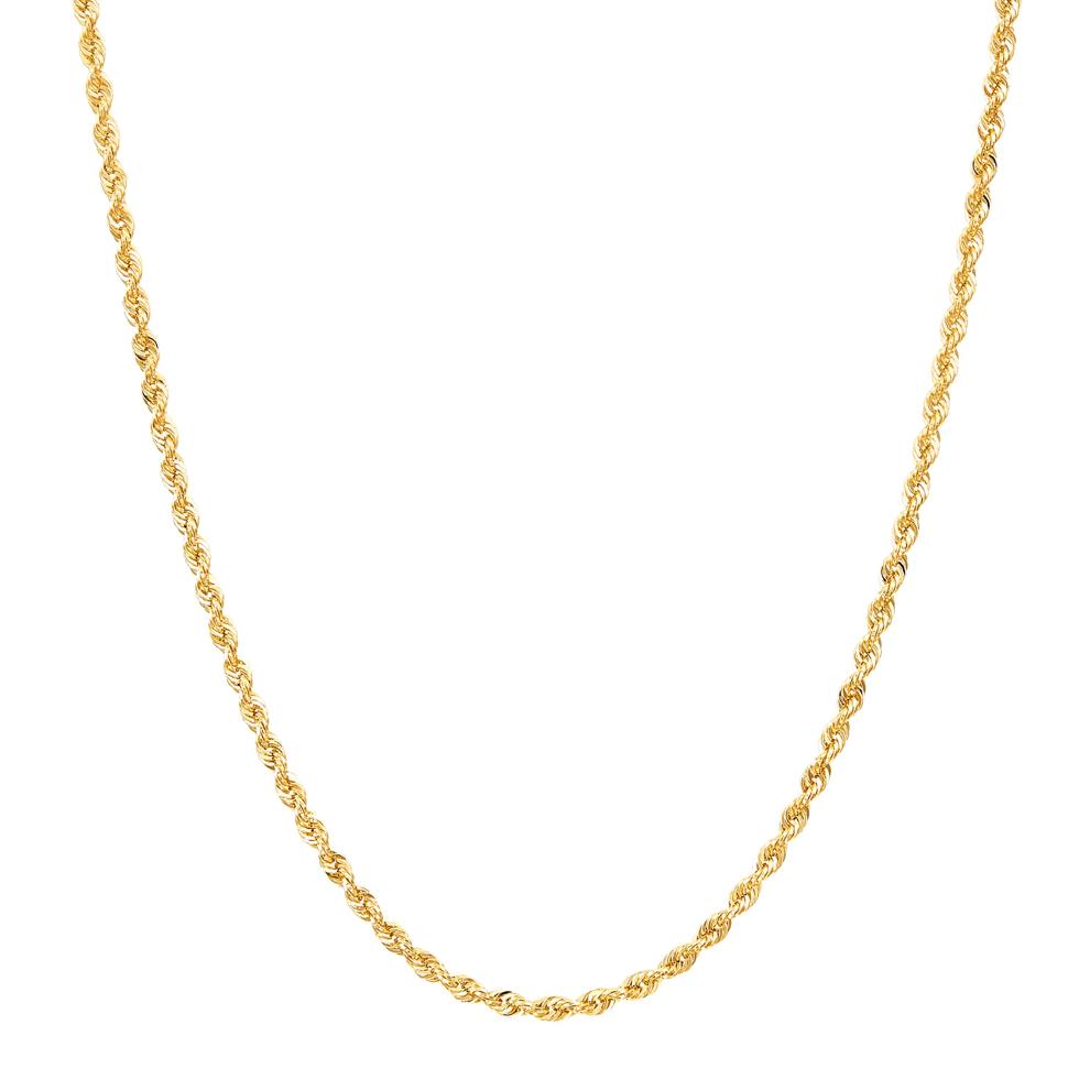 Heavy Hollow Glitter Rope Chain Necklace in 10K White Gold, 18" – Image 1 of 4