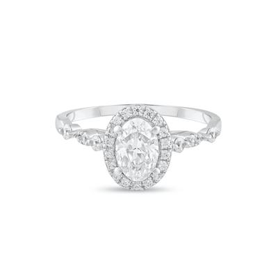 Diamond Oval Center Halo Engagement Ring in Platinum (1 ct. tw.)