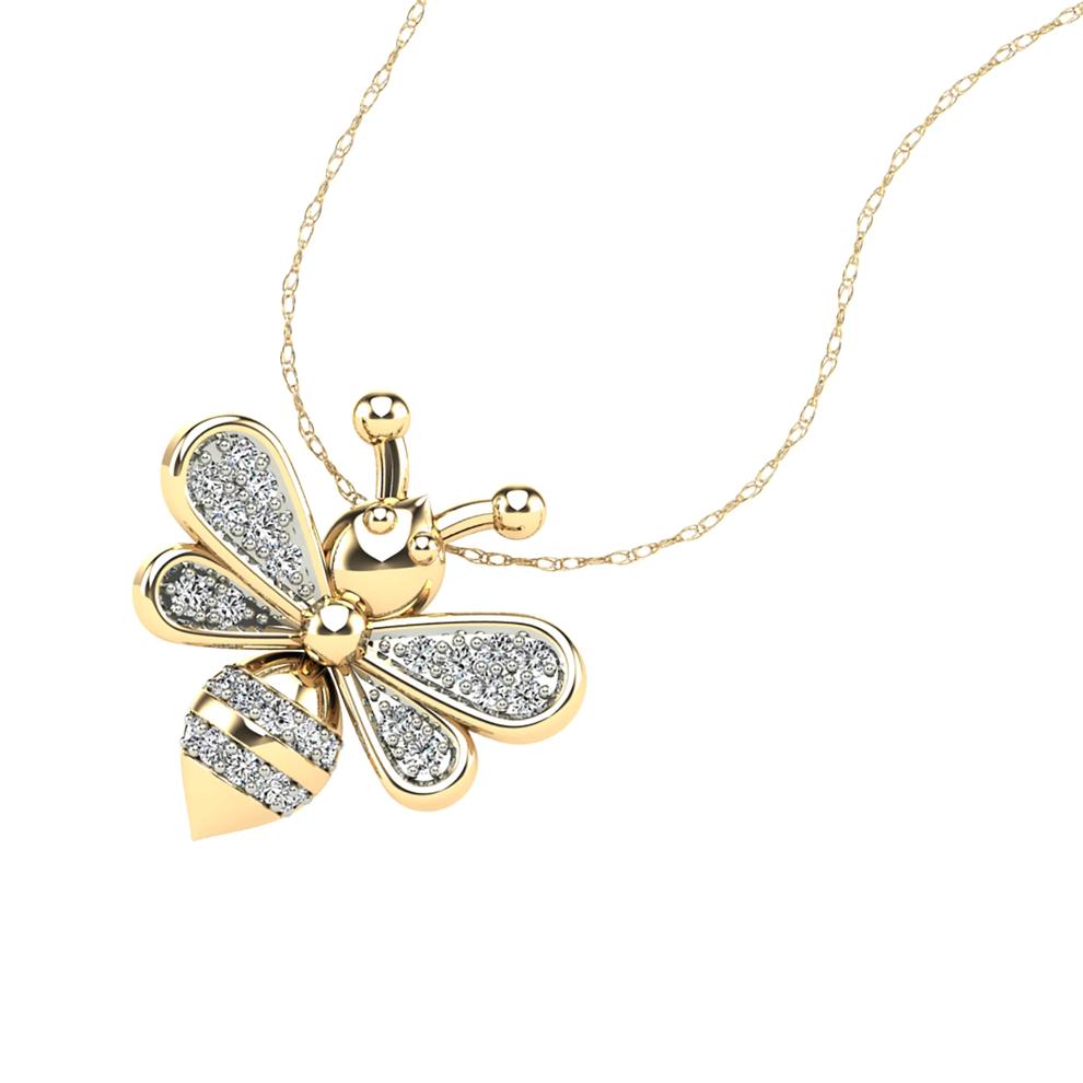 Diamond Accent Bumblebee Pendant in 10K Yellow Gold – Image 4 of 4