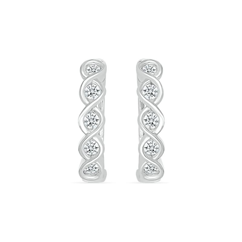 Diamond Twist Hoop Earrings in 10K White Gold &#40;1/5 ct. tw.&#41; – Image 2 of 3