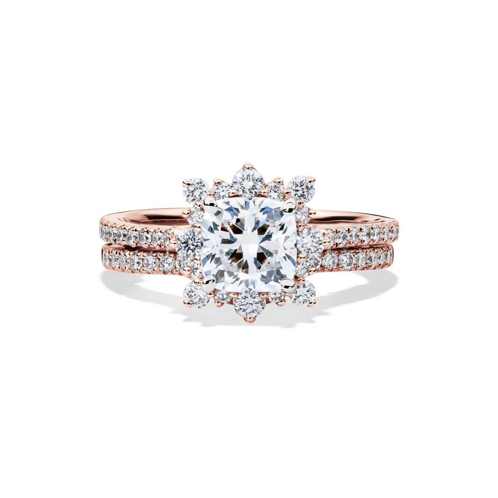 Valentina Cushion-Cut Lab Grown Diamond Halo Bridal Set in 14K Rose Gold (2 1/4 ct. tw.) – Image 1 of 7