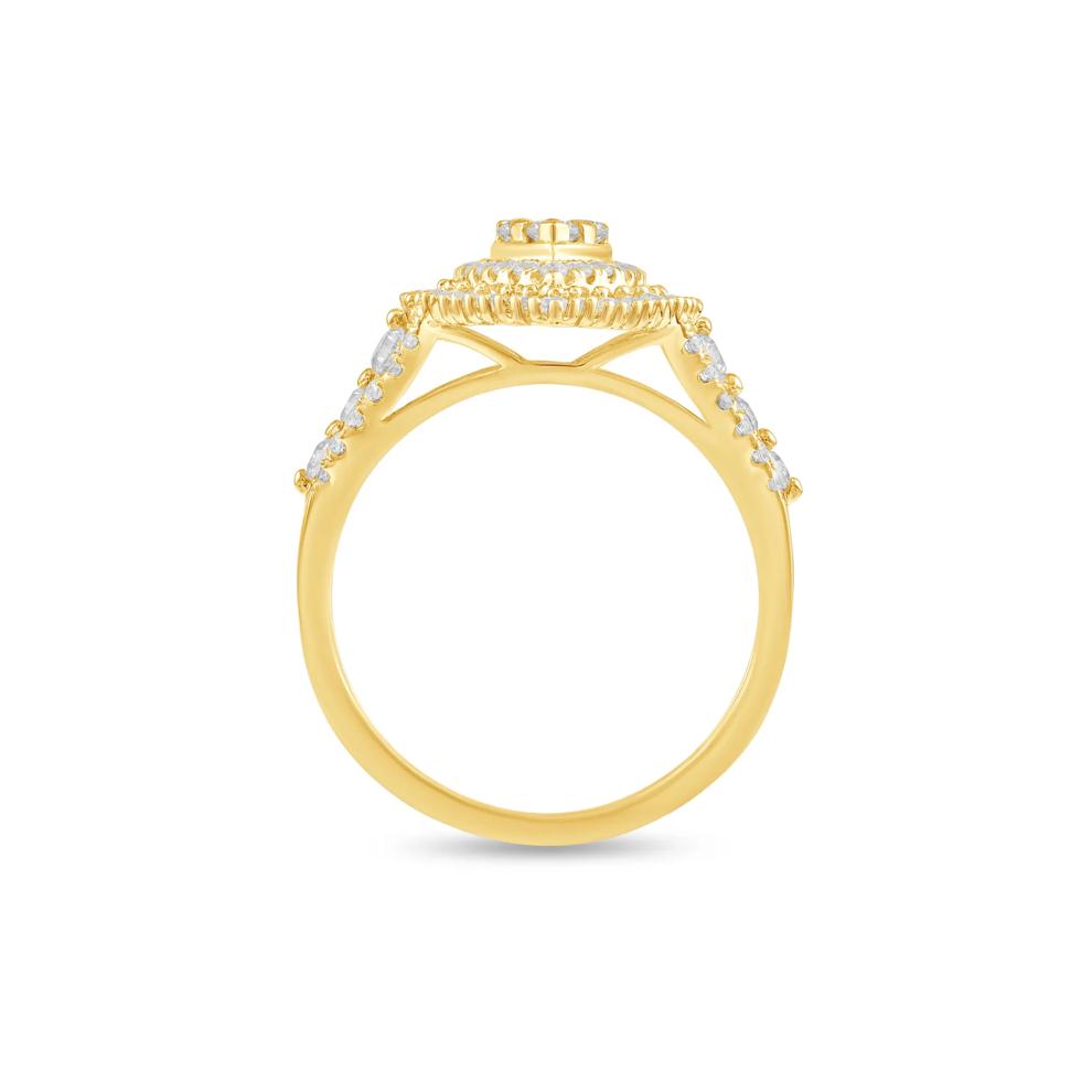 Diamond Marquise Multi-Row Composite Engagement Ring in 10K Yellow Gold (1 ct. tw.) – Image 2 of 4