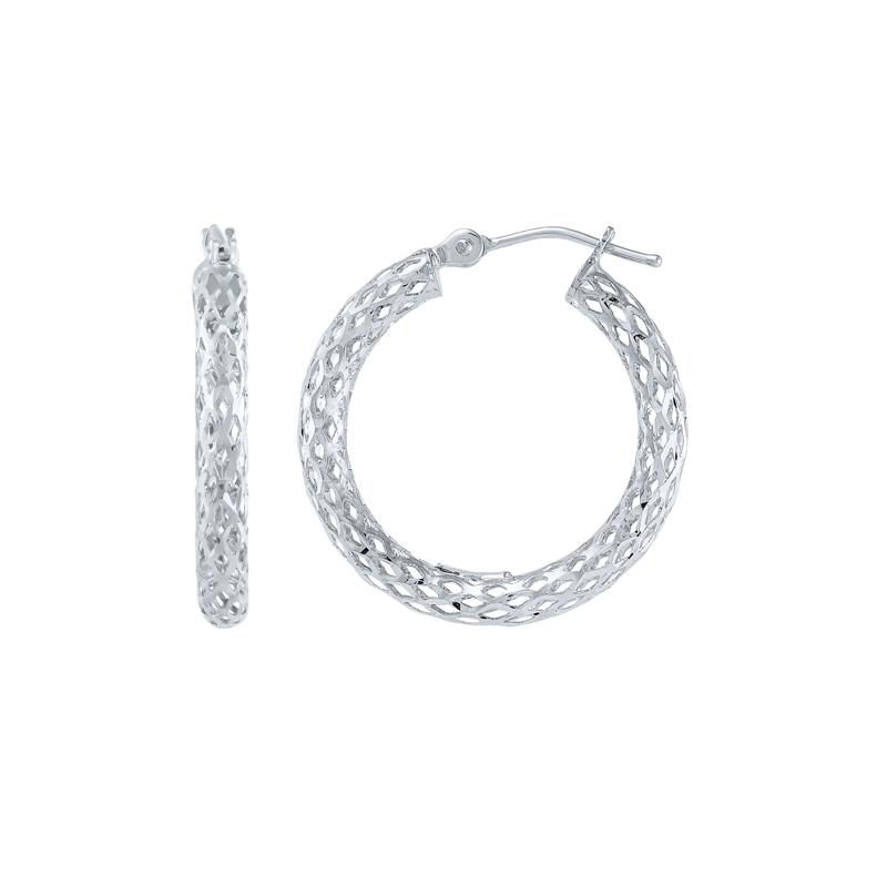 Pierced Tube Hoop Earrings in 14K White Gold – Image 2 of 3
