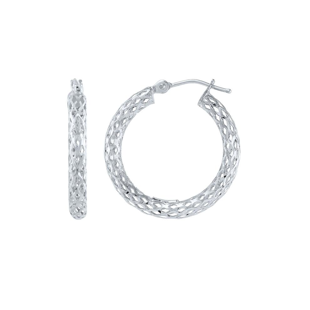 Pierced Tube Hoop Earrings in 14K White Gold – Image 2 of 3